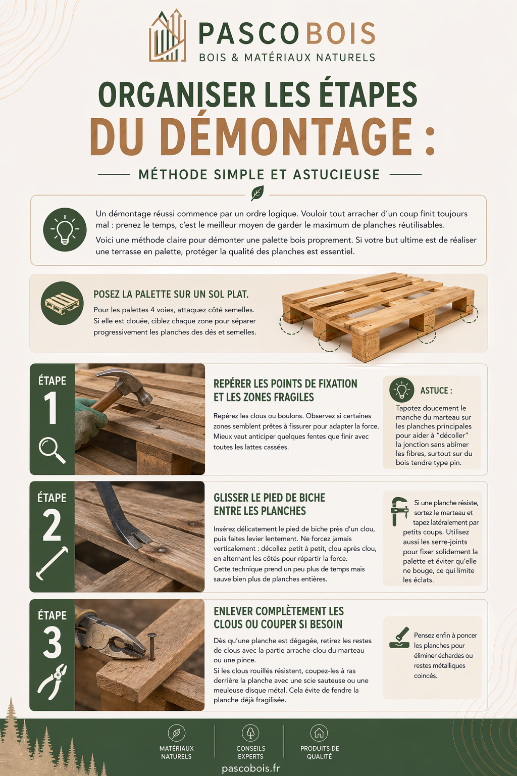 étapes du démontage d'une pallette