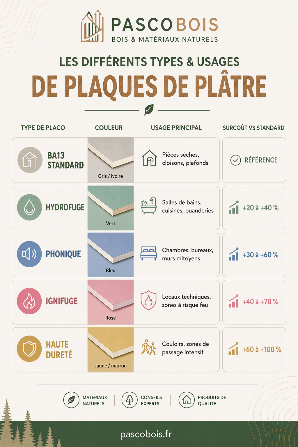 infographie differente plaque de platre